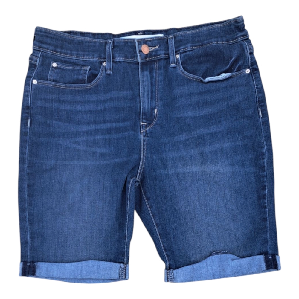 Dark Blue Denim Mid- Rise Bermuda Levis Strauss Shorts